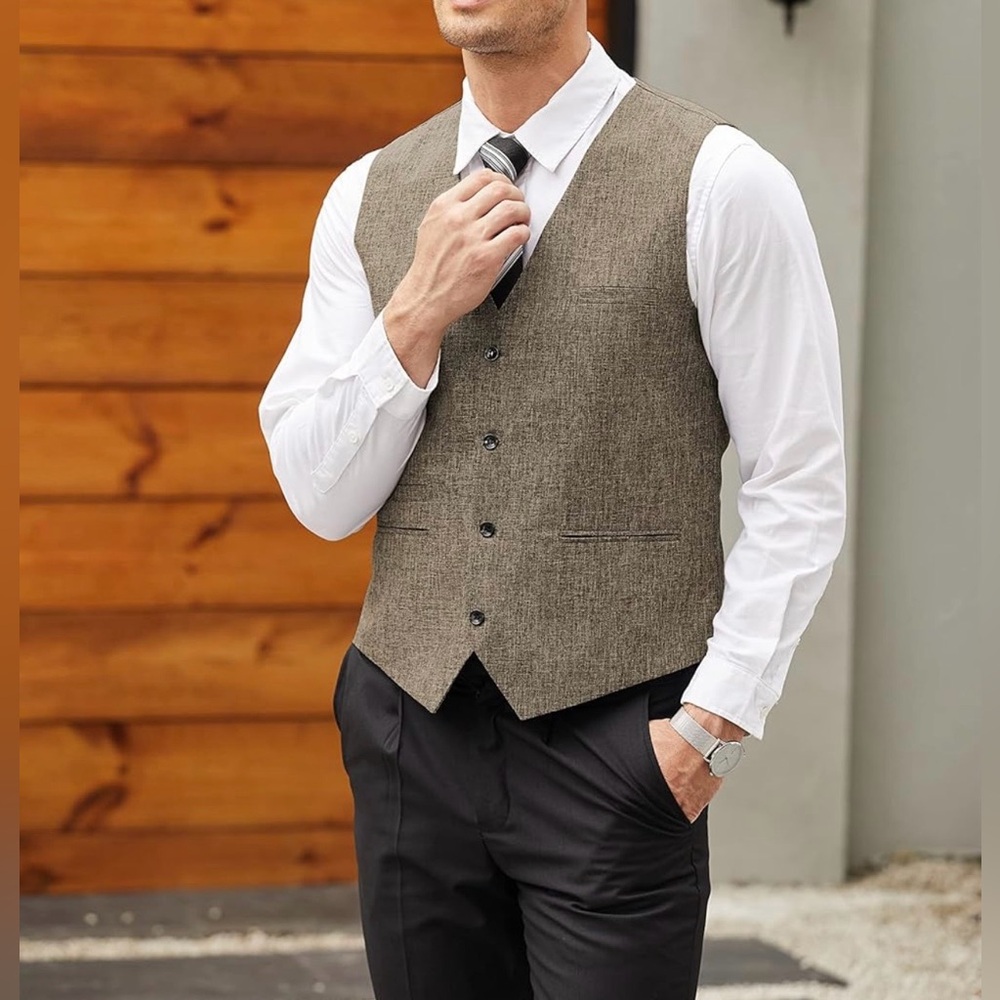 COOFANDY Men's Casual Business Vests Lightweight Waistcoat Vest - Picture 11 of 15
